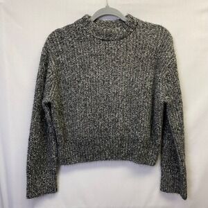 H&M Marled Gray Cropped Knit Sweater Mock‎ Neck Long Sleeve Women's XS